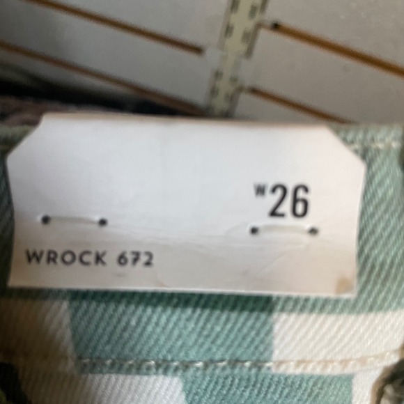 NWTS Wrangler WROCK 672 Green White Gingham Plaid Flare Jeans Size 26 VTG look‎ - Picture 5 of 7